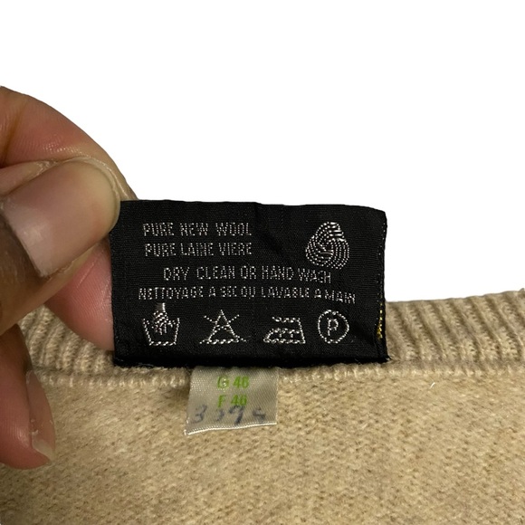 Wolsey Women's Tan Argyle 100% Lambswool Knit Sweater - Picture 7 of 8